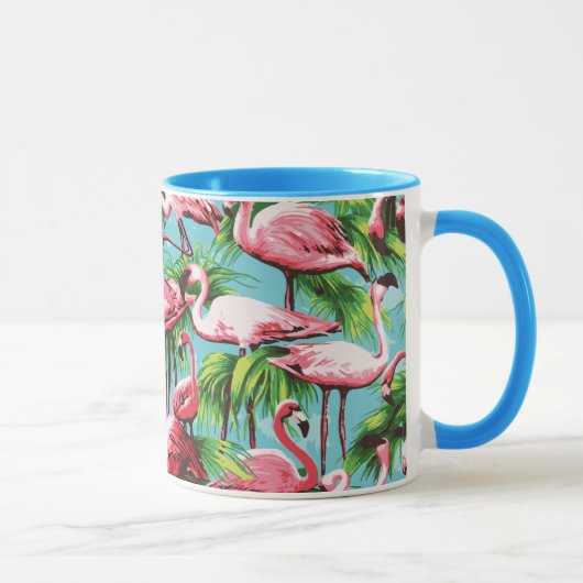 Koele Retro Roze Flamingoes Mok (Rechts)