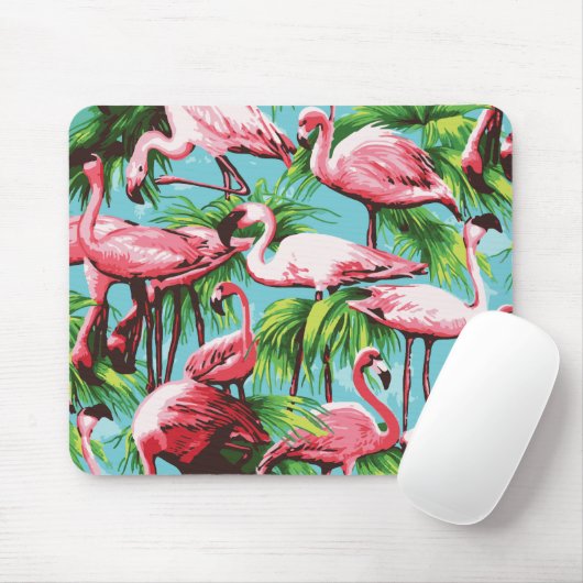 Koele Retro Roze Flamingo's Mousepad Muismat (Met muis)