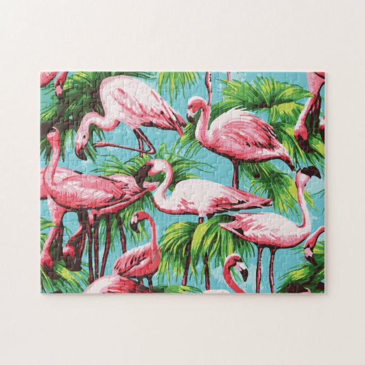 Koele Retro Roze Flamingo's Puzzel (Horizontaal)