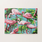 Koele Retro Roze Flamingo's Puzzel Legpuzzel (Horizontaal)