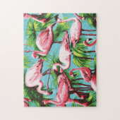 Koele Retro Roze Flamingo's Puzzel Legpuzzel (Verticaal)