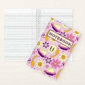 Koele Retro schedel, Bloemen en UFO Notitieboek (Binnen)