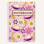 Koele Retro schedel, Bloemen en UFO Notitieboek (Voorkant)