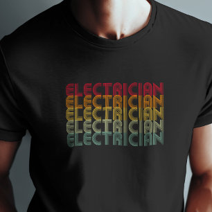 Koele Retro Style Elektricien Gestapelde Typografi T-shirt