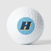 Koele Retro Typografie Monogram Initiaal | Blauw Golfballen (Voorkant)