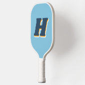 Koele Retro Typografie Monogram Initiaal | Blauw Pickleball Paddle (Links)
