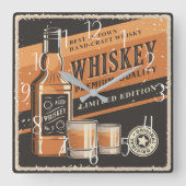 koele retro-whiskey-thuisbar vierkante klok (Voorkant)