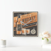 koele retro-whiskey-thuisbar vierkante klok (Huis)