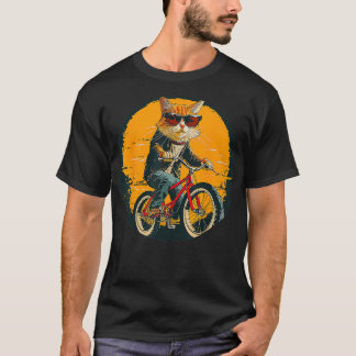 Koele rijkat met fiets voor fiets en koele kat t-shirt