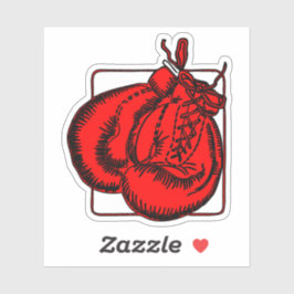 Koele rode bokshandschoenen illustratie sticker