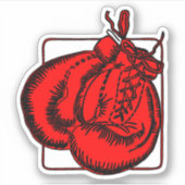 Koele rode bokshandschoenen illustratie sticker (Voorkant)