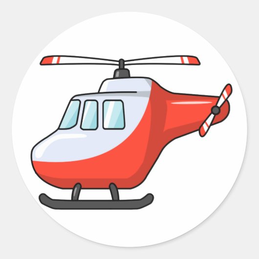 Koele rode en witte Cartoon helikopter Ronde Sticker (Voorkant)