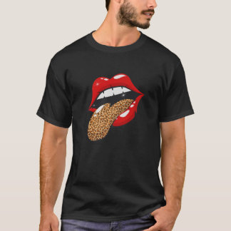 Koele rode lippen luipaardtong cadeau trendy dier  t-shirt