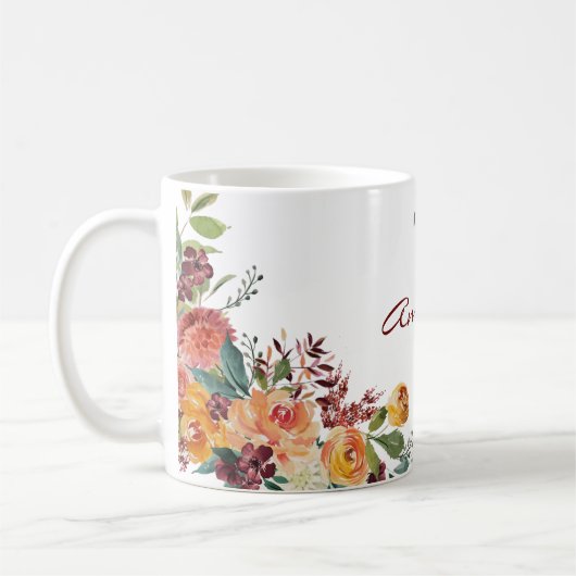 Koele romantische bloemenbruidsmeisje mok (Links)