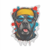 Koele Rottweiler Retro Street Art Sticker (Voorkant)
