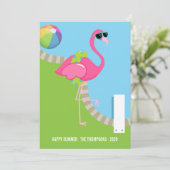 Koele Roze Flamingo Zomer Groet Kaart (Staand voorkant)