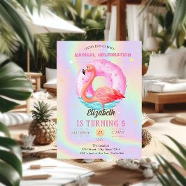 Koele Roze Flamingo's Zwembad Drijver Holografisch Kaart