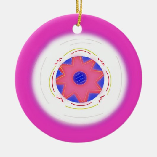 Koele roze frisbee keramisch ornament (Voorkant)
