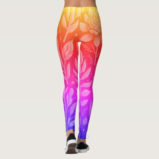 Koele Roze Gele Gradient Tuin Succulenten Flora Leggings (Achterkant)