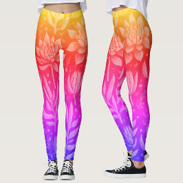 Koele Roze Gele Gradient Tuin Succulenten Flora Leggings