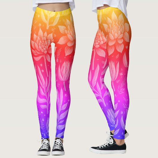 Koele Roze Gele Gradient Tuin Succulenten Flora Leggings