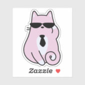 Koele Roze Kat met Zonnebril Sticker (Vel)