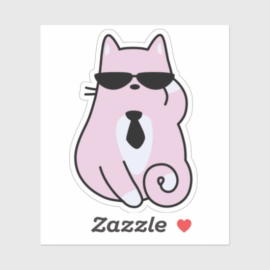 Koele Roze Kat met Zonnebril Sticker (Vel)