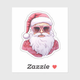 Koele roze kerstman dragen Pet en zonnebril Sticker