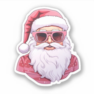 Koele roze kerstman dragen Pet en zonnebril Sticker