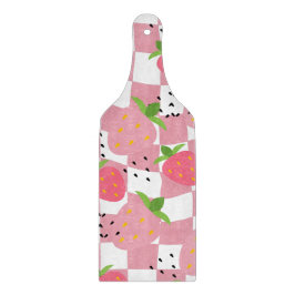 Koele Roze Keuken Aardbeien Geruit Ontwerp Snijplank