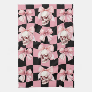 Koele Roze Keuken Skelet Halloween  Theedoek