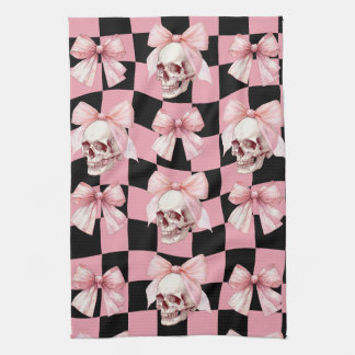Koele Roze Keuken Skelet Halloween Theedoek