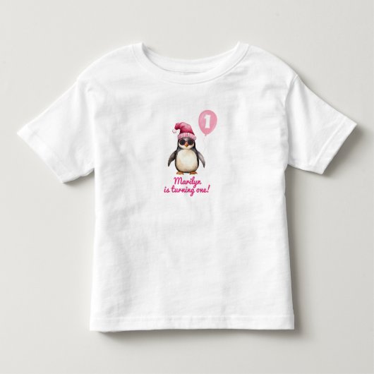 Koele Roze Winter Pinguïn Kinder Shirts (Voorkant)