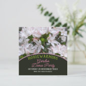 Koele Roze witte bloemen Housewarming Garden Party Kaart (Staand voorkant)