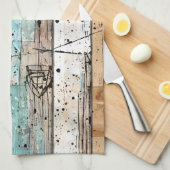 Koele rustieke geschilderde houten Cabinestijl Theedoek (Quarter Fold)