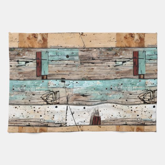 Koele rustieke geschilderde houten Cabinestijl Theedoek (Horizontaal)