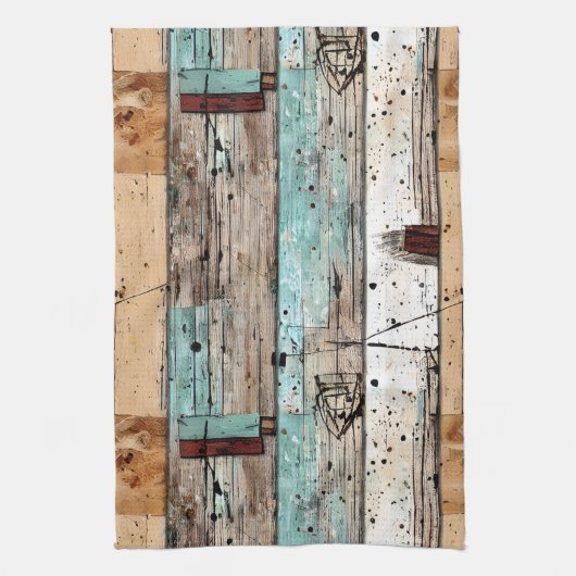Koele rustieke geschilderde houten Cabinestijl Theedoek (Verticaal)