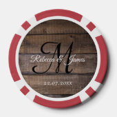 Koele rustieke Monogram Script Naam Bruiloft Poker Chips (Achterkant)