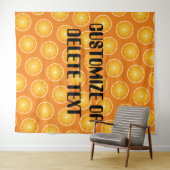 Koele Sappige Oranje gele fruitplakjes Aangepaste  Wandkleed (In Situ (horizontaal))