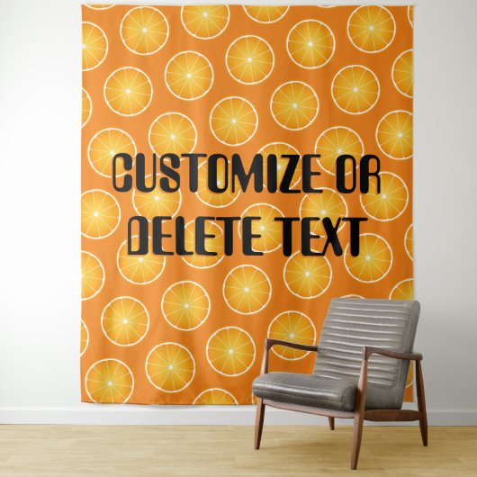 Koele Sappige Oranje gele fruitplakjes Aangepaste  Wandkleed (In situ)