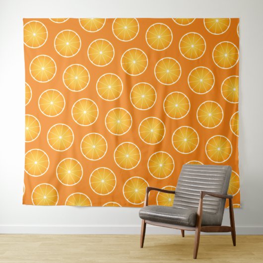 Koele Sappige Oranje gele fruitplakjes Wand Wandkleed (In Situ (horizontaal))