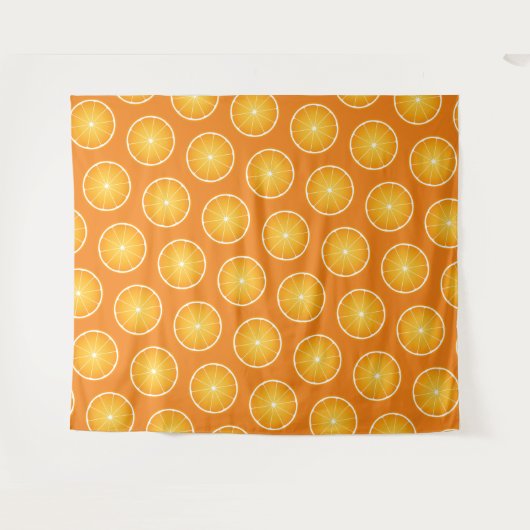 Koele Sappige Oranje gele fruitplakjes Wand Wandkleed (Voorkant (horizontaal))