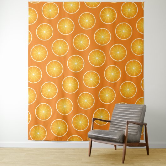 Koele Sappige Oranje gele fruitplakjes Wand Wandkleed (In situ)