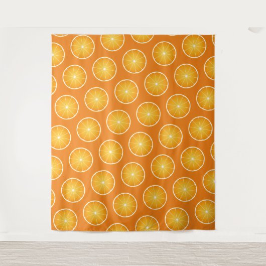 Koele Sappige Oranje gele fruitplakjes Wand Wandkleed (Voorkant)