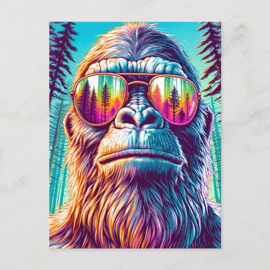 Koele Sasquatch met Zonnebril in de Bossen Briefkaart (Voorkant)