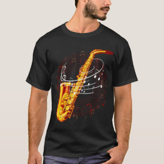 Koele saxofoon voor jazz Muzieknoten muzikant sax T-shirt