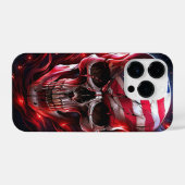 Koele schedel met Amerikaanse vlag iPhone Hoesje (Achterkant horizontaal)