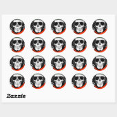 Koele schedel met zonnebril en helm ronde sticker (Vel)