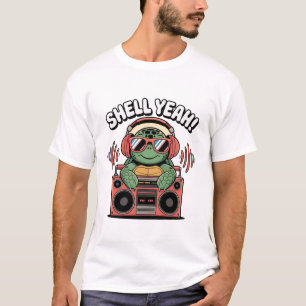 Koele Schildpad met Zonnebril & Hoofdtelefoon Ontw T-shirt