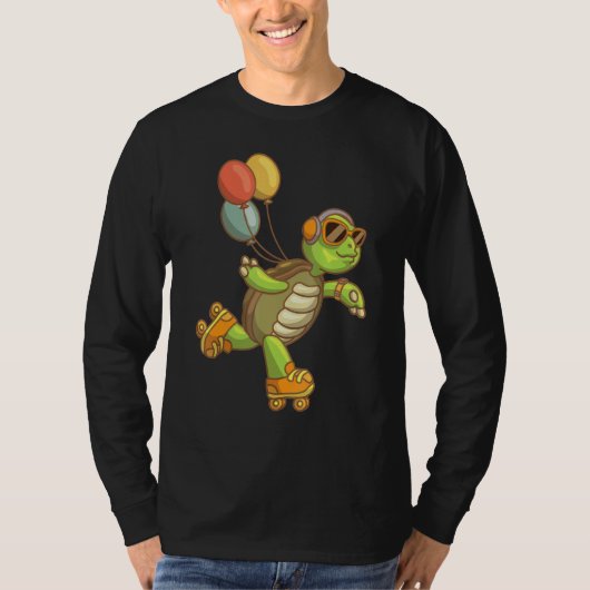 Koele schildpad met zonnebril inline schaatsen gra t-shirt (Voorkant)